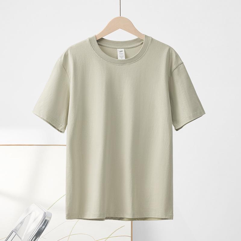 New Loose Pure Cotton Short-sleeved T-shirt Regular Shoulder Round Neck Tops Solid Color Versatile Short-sleeved Bottoming Shirt