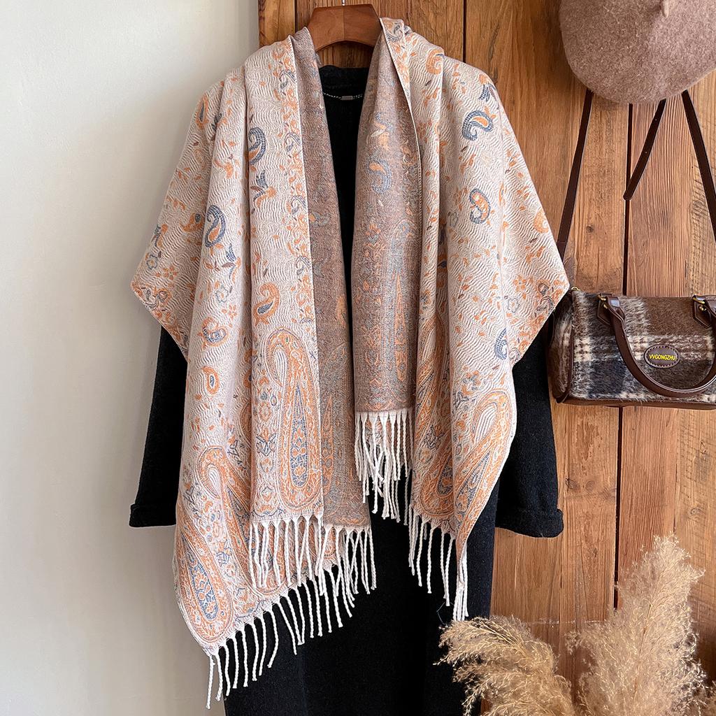  Winter New National Style Tassel Blanket Paisley Design Thick Pashmina Warm Shawl Print Scarf Women Keep Warm Poncho Stoles