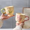 Retro Butterfly Ceramic Mug, Large-Capacity Breakfast Cup, High-Value Couple Water Cup, Home Office Female Gift