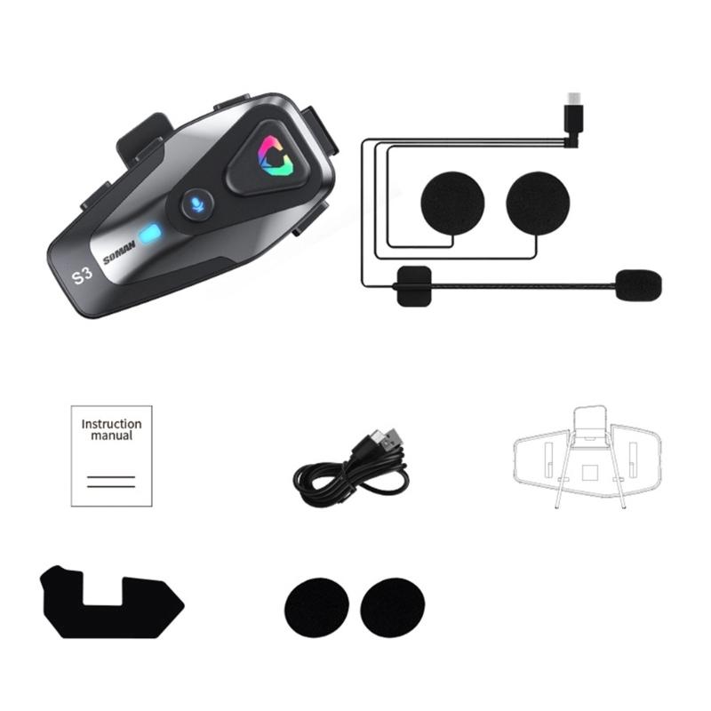 Motorcycle Headset Intercom Handsfree Call Earphone with Music Control Noise Cancellation Headset Speaker