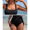 Charmoleaks Women One Piece Swimdress Tummy Control Swimsuits Full Coverage Bathing Suit Modest Mesh Sheer Swim Skirt
