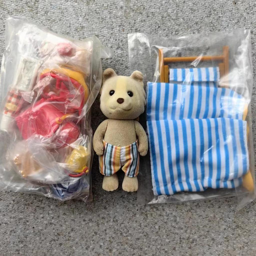 Original Forest Animal Family 1:12 Mini Dollhouse Furniture Rabbit Bear Dog Cat Pets Figure Toy Dolls Kids Gift