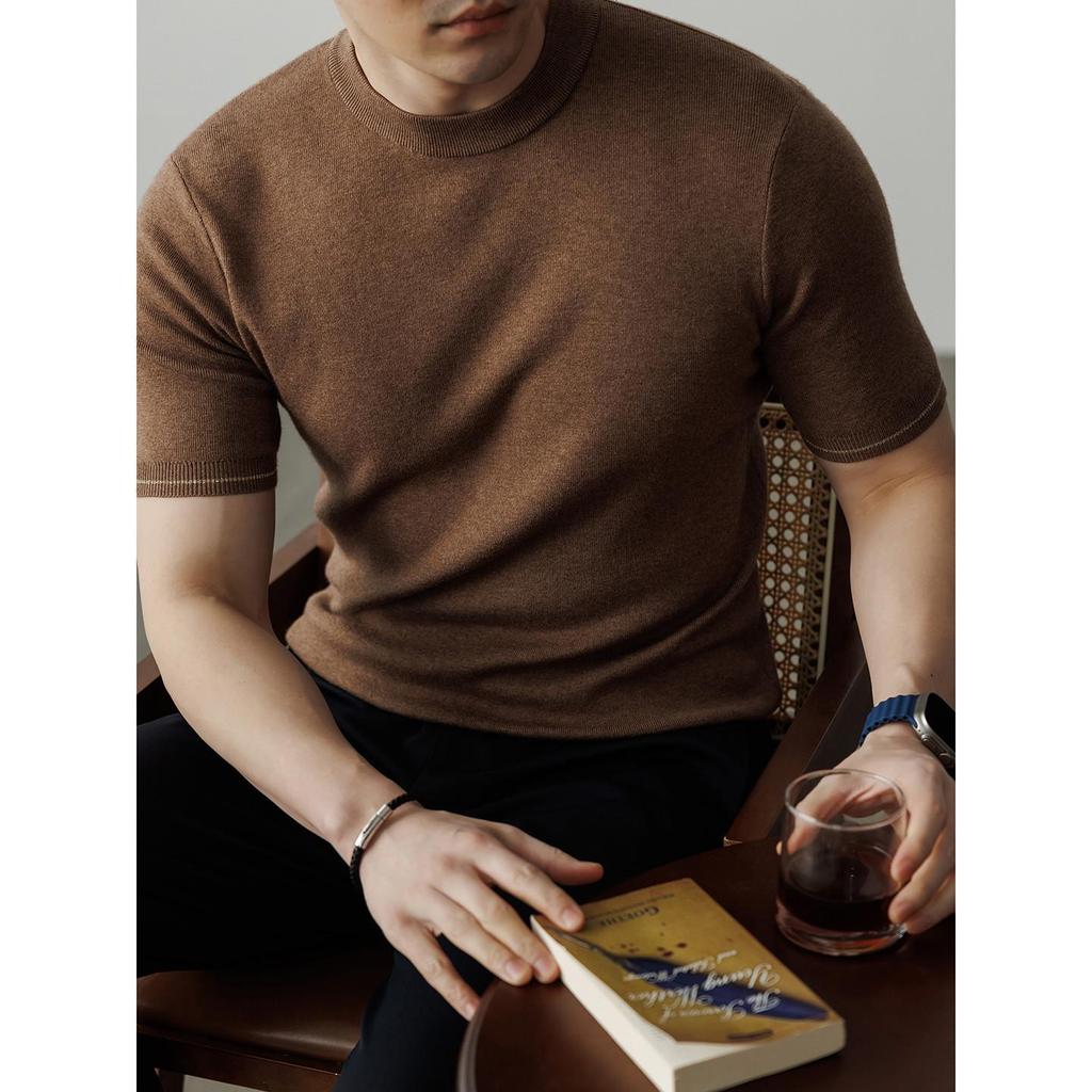 Men's Wool Mulberry Silk Knit Short Sleeve T-shirt - 2026 Spring Fashion