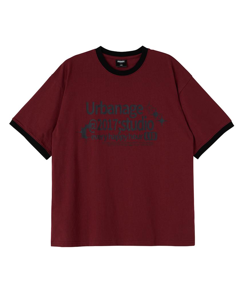 URBANAGE Studio Ringer Oversleeve Short Sleeve Burgundy