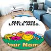 Mr. Men Little Miss Custom Name Round Area Rug,Carpet Rug for Living Room Bedroom Sofa Playroom Decor,Non-slip Floor Mat