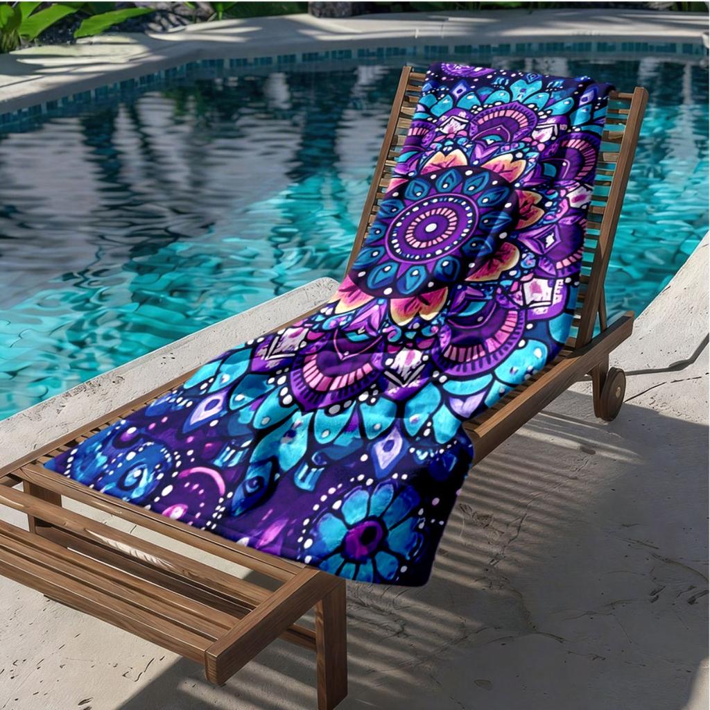 1 Stück Boho Mandala Strandtuch Einseitiger 2D-Druck Schnelltrocknendes Weiches Mikrofaserhandtuch für Strand Pool Spa Reise Dekoration Buntes Geschenk
