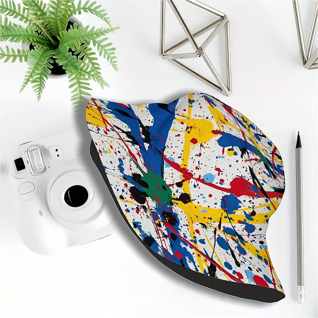 Colorful Paint Splatter Print Bucket Hat Abstract Art Pattern Sun Hat for Men Women Summer Beach Outdoor UPF Protection Cap
