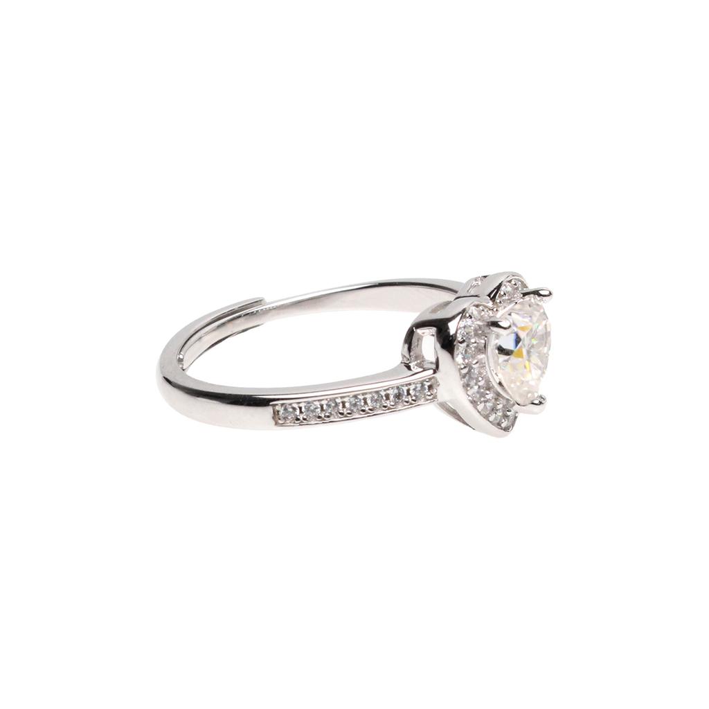 Bien Vetu Moissanite Heart Ring 1 Carat 925 Silver
