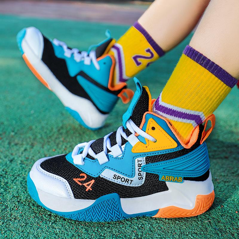 Children's Basketball Shoes, Men's Autumn Fly-woven Mesh Boys' Actual Combat Sneakers, Middle and Older Children's Student Sports Running Shoes