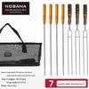 Korean Outdoor BBQ Skewers: 7-Piece Stainless Steel Set with U-Shaped Wooden Handles