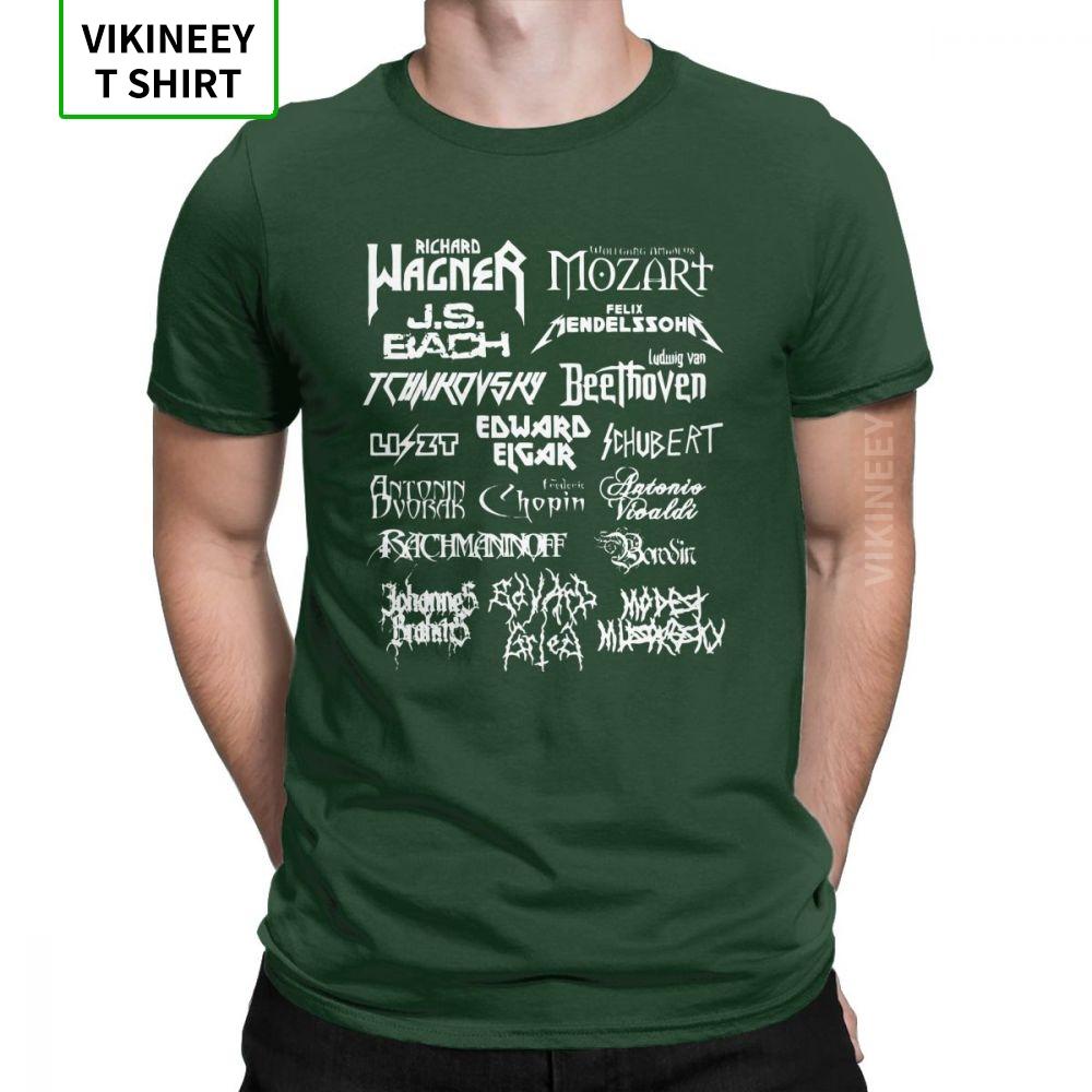 Camiseta Heavy Metal Compositores Clásicos Hombre Mozart Beethoven Chopin Bach Mendelssohn Camisetas Ajustadas 100% Algodón Ropa Camiseta