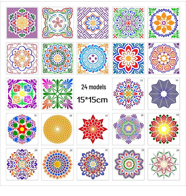 Mandala Painting Template for DIY Wall and Stone Decoration