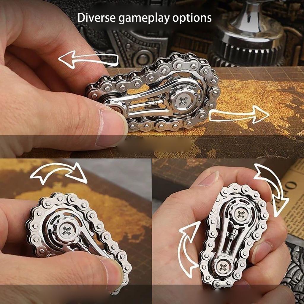 Metal Gear Chain Fingertip Gyroscope, Finger Chain Decompression Toy, Decompression Artifact
