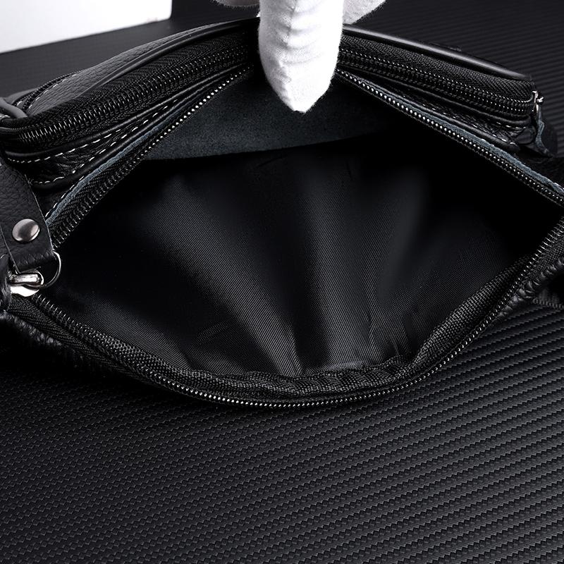 Crossbody Bag Men's Multi-Layer PU Shoulder Bag Business Chest Bag Commuter Waist Bag