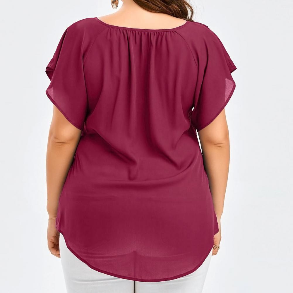 Bluzka damska plus size z dekoltem w serek, rozkloszowanymi rękawami, casualowy top, sukienki damskie plus size, odzież damska plus size, duży rozmiar 4XL 5XL