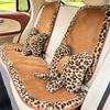 Flower Leopard Print Car Headrest Bow Plush Seat Cushion Car Seat Decoration  Headrest