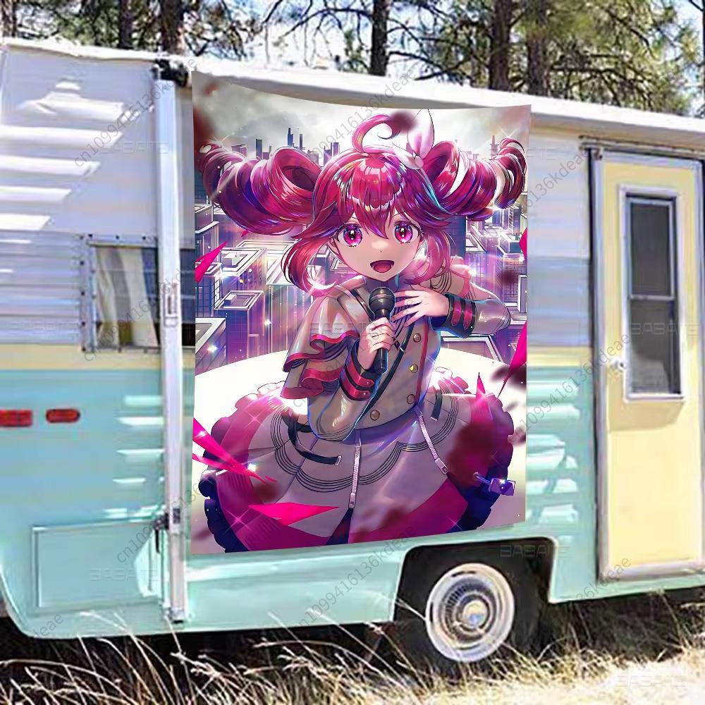 Popular Virtual Singer Kasane Teto Flags Cute Anime Tapestry Decor INS Style Party Banner Decoration Atmosphere Background Cloth