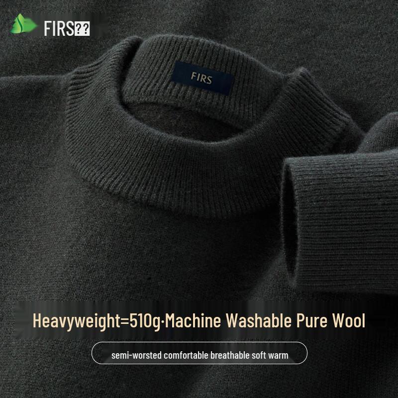 Shanshan Men's Thickened 100% Wool Crew Neck Pullover Sweater