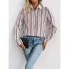 New Casual Commuter Basic Lapel Color Striped Shirt for Women