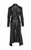 Damen Original Leder Langer Trenchcoat Schwarz Party Lammleder Designer Stilvoll