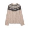 European American Autumn Retro Women's Round Neck Jacquard Knit Sweater