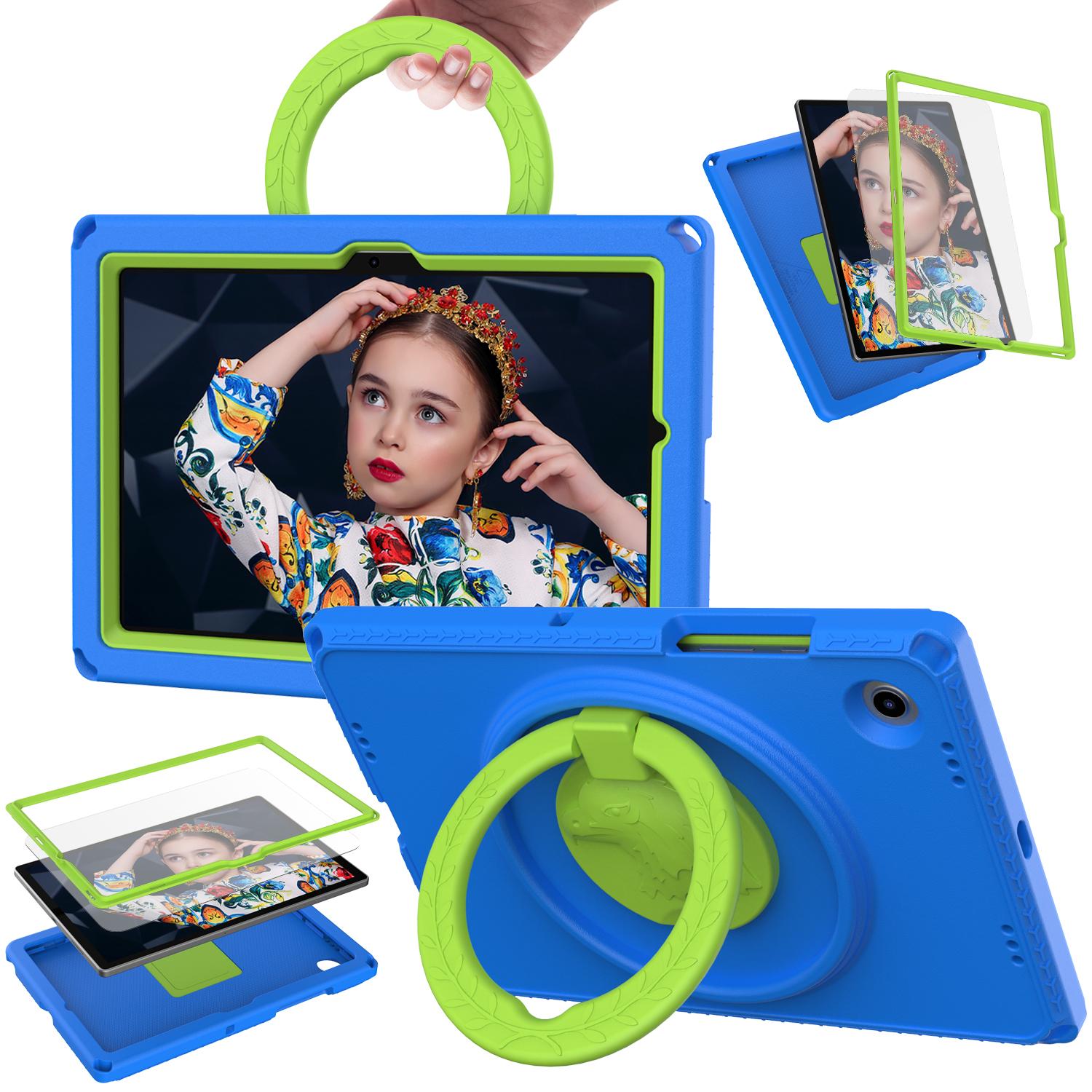 Étui pour Samsung Galaxy Tab A8 10,5 Pouces (SM-X200/X205/X207) avec Protection d'Écran Intégrée, Poignée antichoc pour tout le corps Tab A8 10.5in X200 bleu