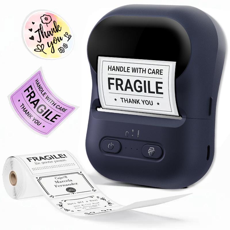 Compact Bluetooth Inkless Thermal Label and Photo Printer