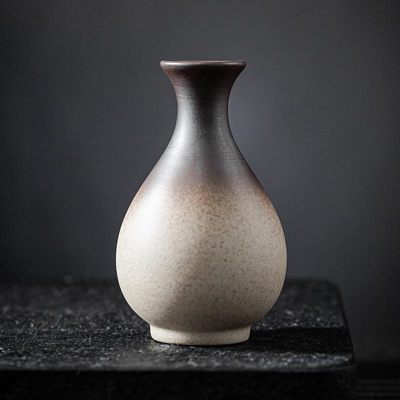 Retro Japanische Handgefertigte Minimalistische Keramik-Blumenvase - Kleines Hydroponisches Teegeschirr-Ornament