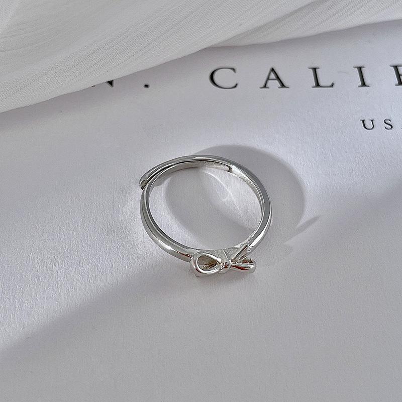 Minimalist Geometric Bow Knot Ring for Women Sweet Simple Band Finger Ring Cute Fresh Jewelry