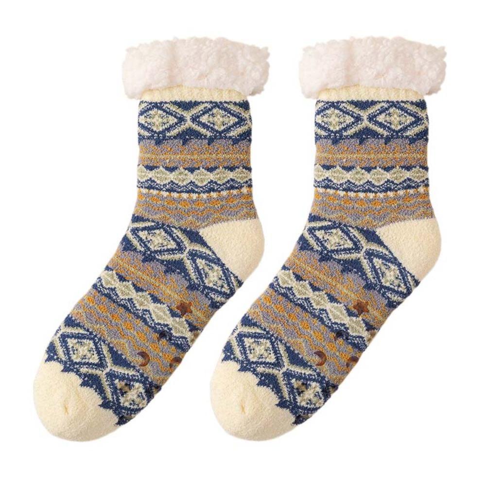 

Противоскользящие Толстые Термоноски Плюшевые Флисовые Носки Зимние Ретро Напольные Носки Для Дома жёлтый