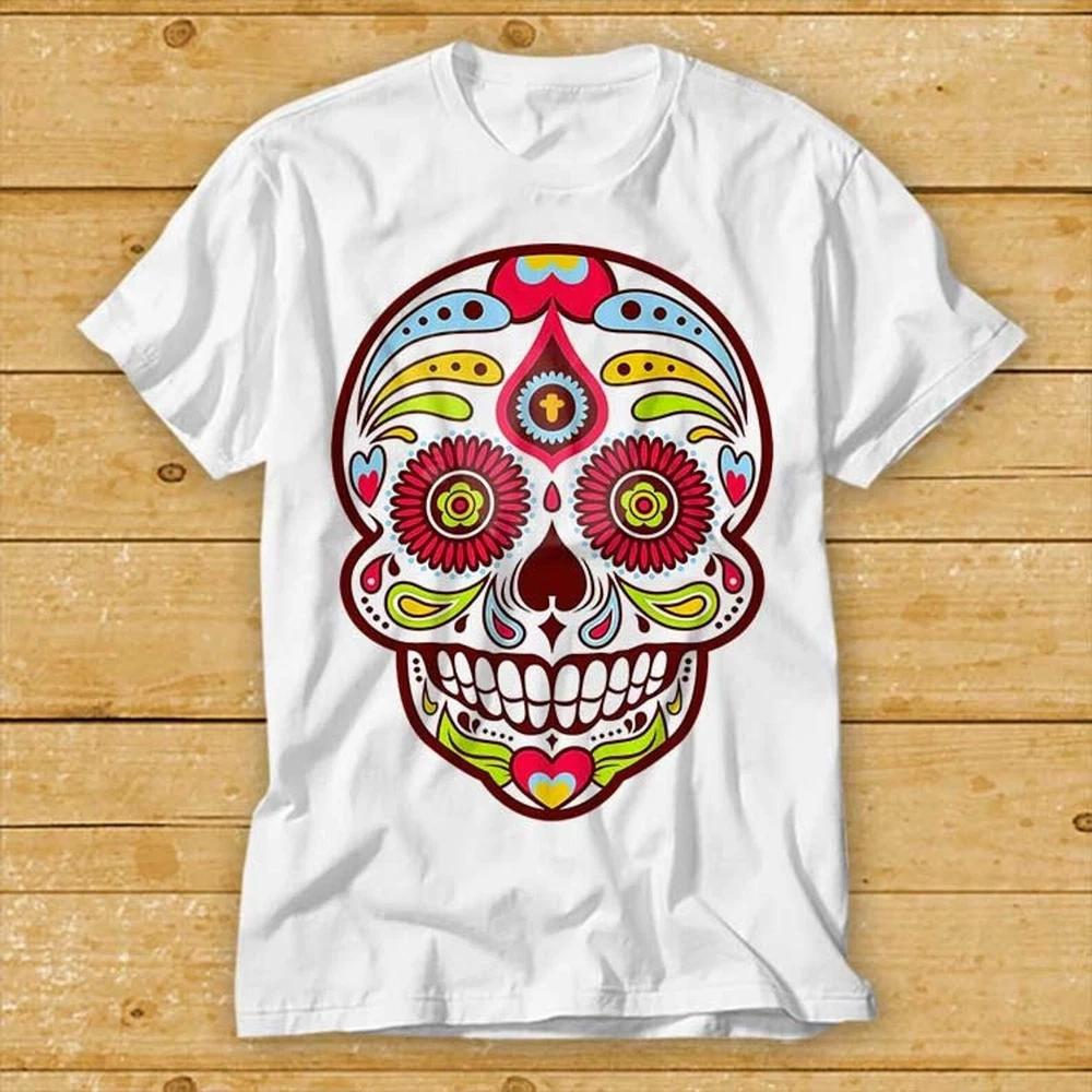 Sugar Skull T Shirt Parody Funny Fashion Art Design Style Watercolor Gift 2138 S