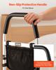 Bed Rail for Elderly, Bedside Assist Rails with PU Handrail, Adjustable Height Pipe Bedside Cane, High-Strength Carbon Steel Bed Bars for Seniors &