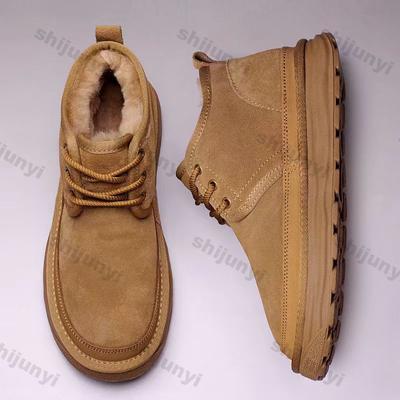Stivali da neve invernali da uomo Scarpe di cotone calde e felpate Moda casual Antiscivolo Comodi Stivali di cotone caldi Stivaletti alla caviglia da esterno con lacci