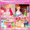 Casa de Muñecas de Ensueño para Niñas con Figuras de Muñecas, Accesorios, Luz LED