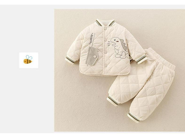 Baby Boys' Autumn/Winter Quilted Cotton Two-Piece Set: Warm Jacket and Pants