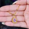 Purple Zircon Water Drop Necklace Women'S Light Luxury High-End Sense Versatile Durian Pendant Summer Collarbone Chain