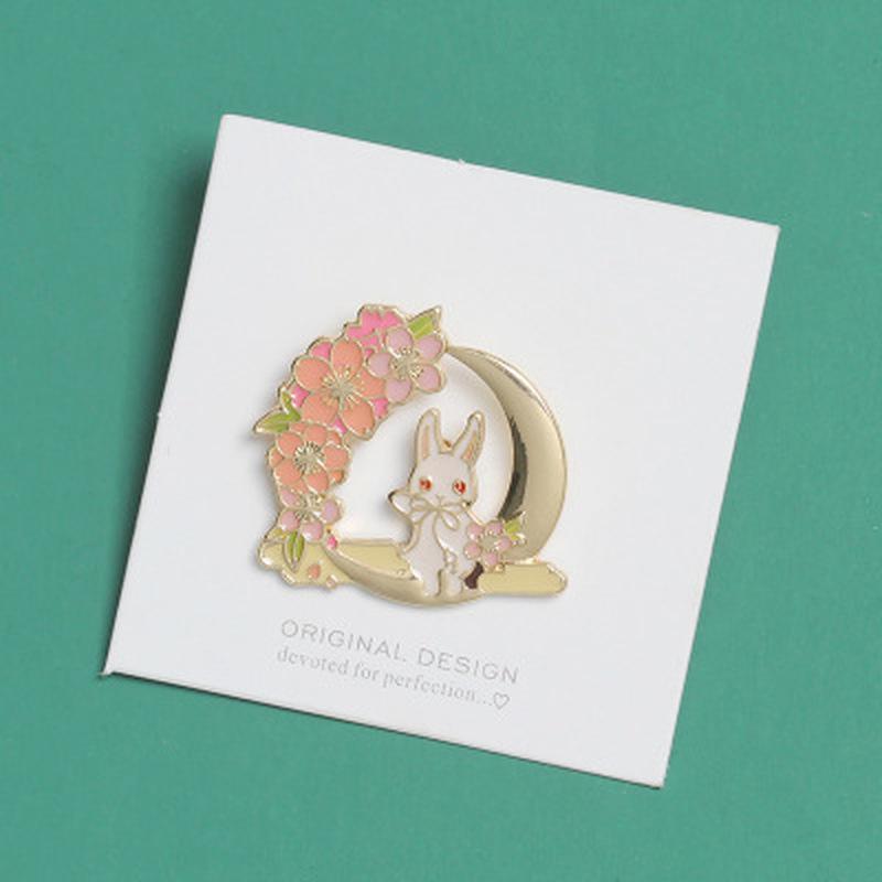 Lovely Cute Bunny Hard Enamel Pin Fashion Cartoon Animals Pastel Cherry Blossoms Brooch Medal Jewelry Gift