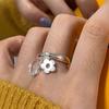 Elegant Natural White Crystal Flower Adjustable Ring For Women Stylish Minimalist Design