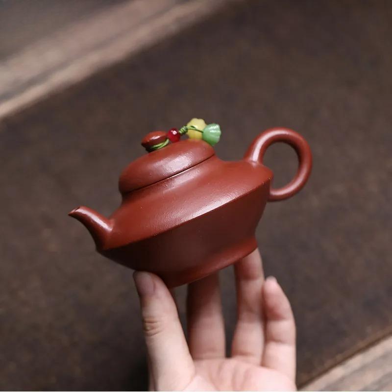 140ml Yixing Purple Clay Teapots Master Handmade Albizzia Julibrissin Pot Raw Ore Downhill Mud Kettle With Strainer Zisha Teaset