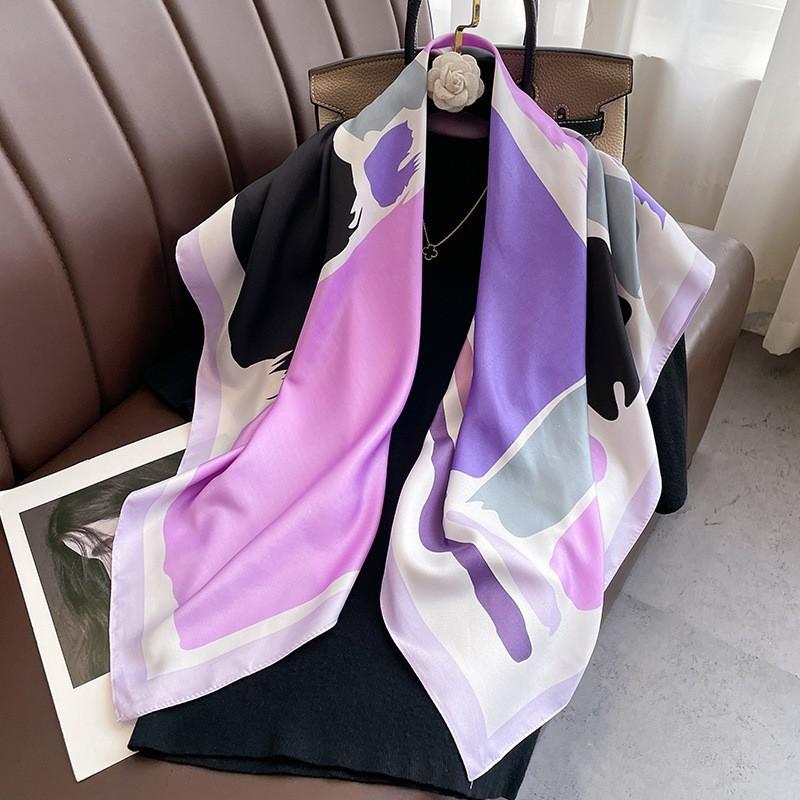 Summer new fashion trend scarf female navy style professional square scarf simulation silk 91 shawl European and American sunscreen silk scarf