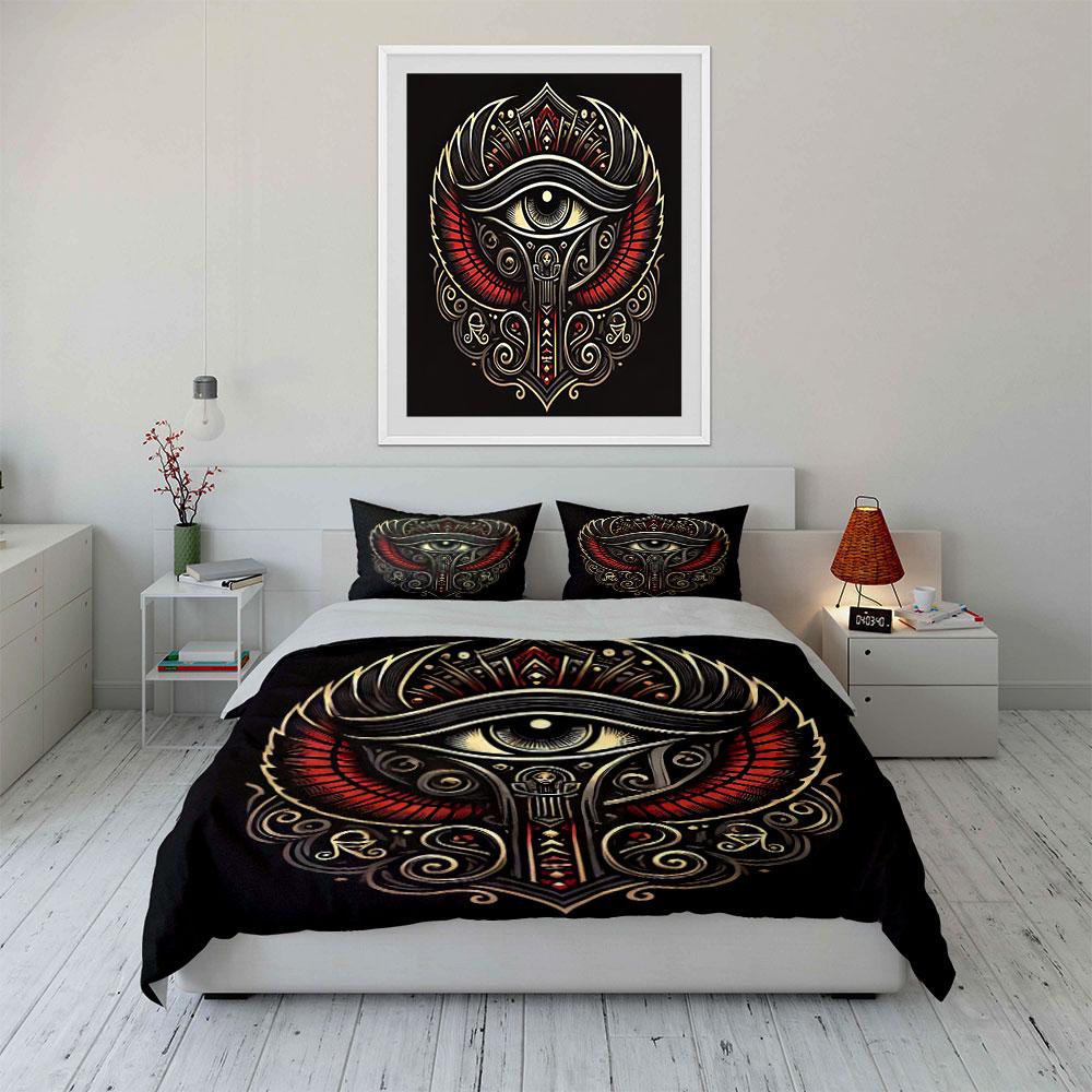 "Eye of Horus Art Set" Soft Skin-Friendly Bedding Set Includes 1 Duvet Cover And 2 Pillowcase Gift