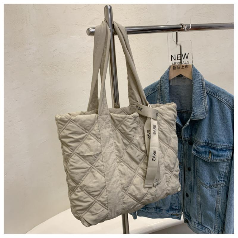 Leisure Down Bag  Women's Shoulder Bag Autumn and Winter Linggetote Bag Large Capacity Bag  Student Bag