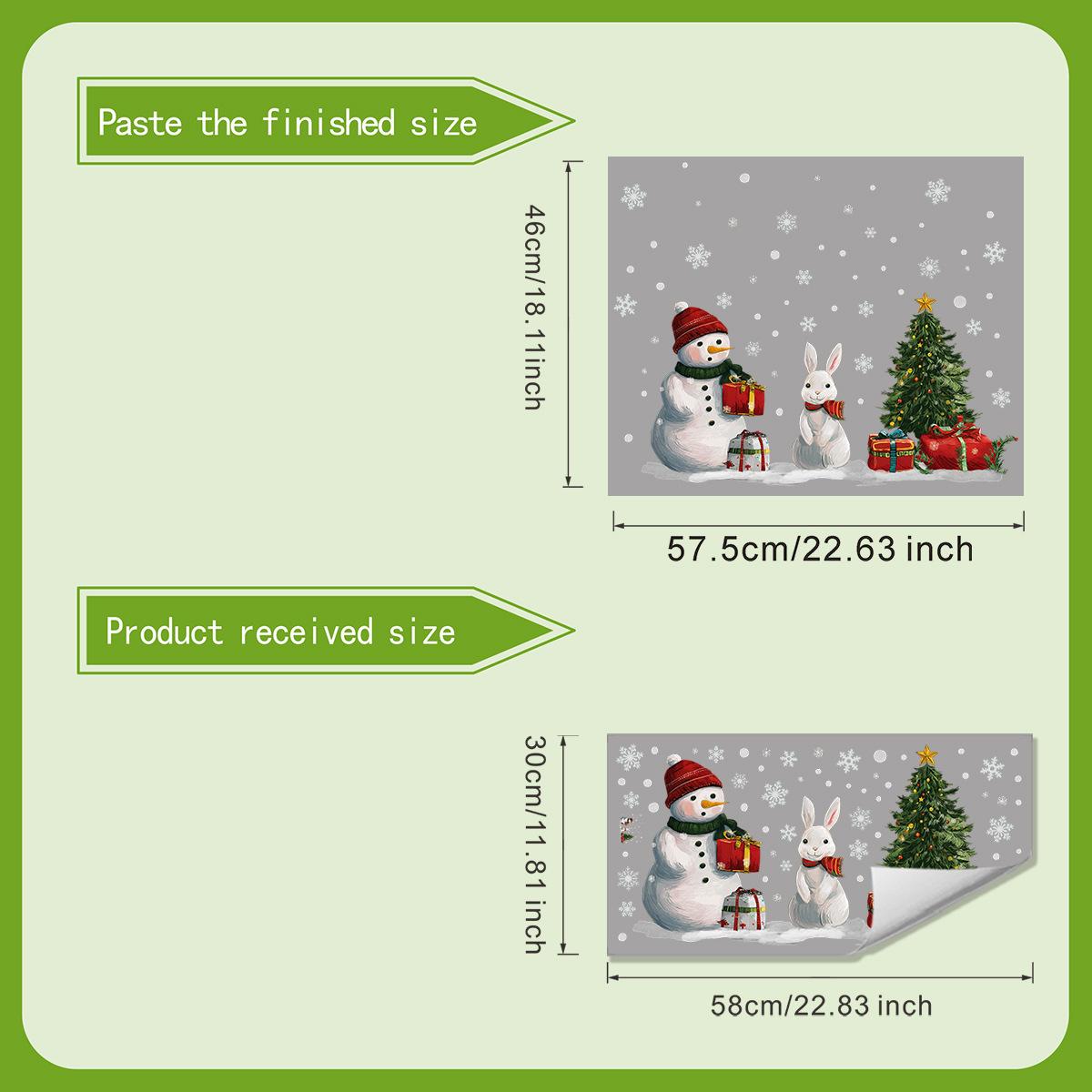 

Мультяшный Рождественский Снеговик Маленький Кролик Электростатическая Адсорбция Наклейка на Стекло Наклейка для Украшения Дома 30*60cm
