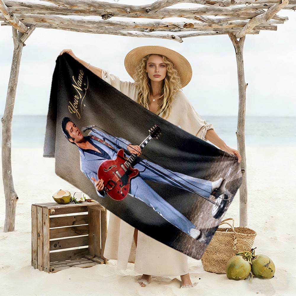 Elvis Presley Personalized Name Beach Towel High Absorbency & Quick-Dry Portable for SwimmingBeachCamping Travel Beach AccessoriesGym