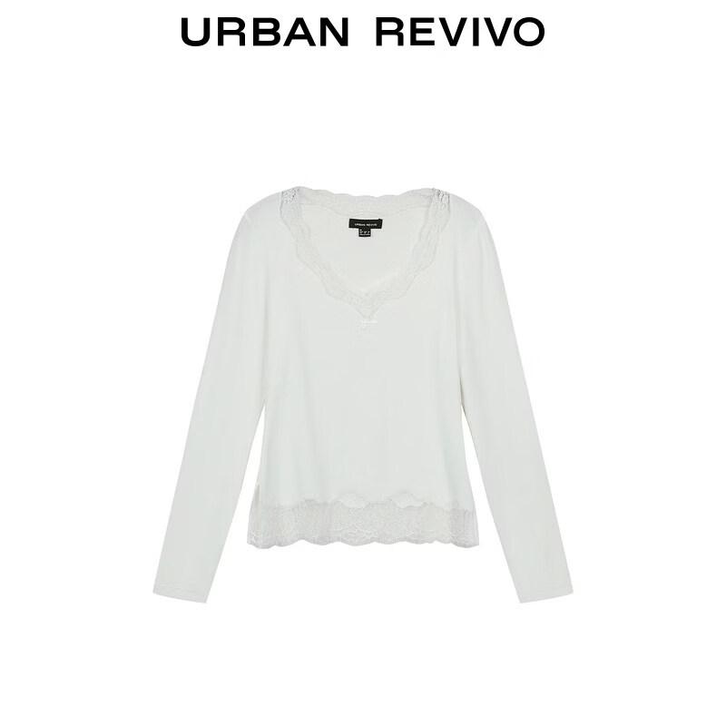 UR Women's Lace Embroidered V-Neck T-Shirt