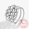 925 Sterling Silver 3-layer Rotating Beads Ball Finger Rings For Women Fashion Wedding Engagement Party Charm Jewelry