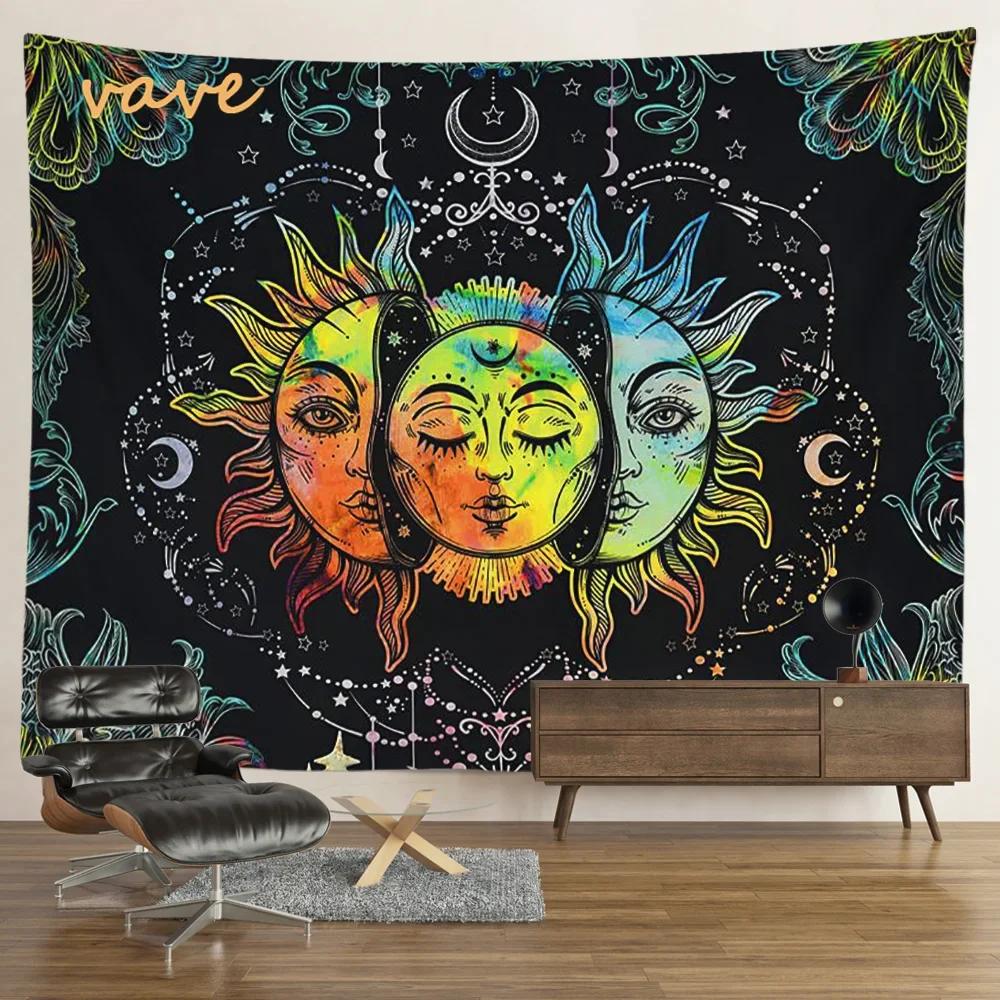VIKAMA Mysterious Tarot Tapestry Sun Moon Mandala Wall Hanging for Meditation Witchcraft Altar Bohemian Home Decoration
