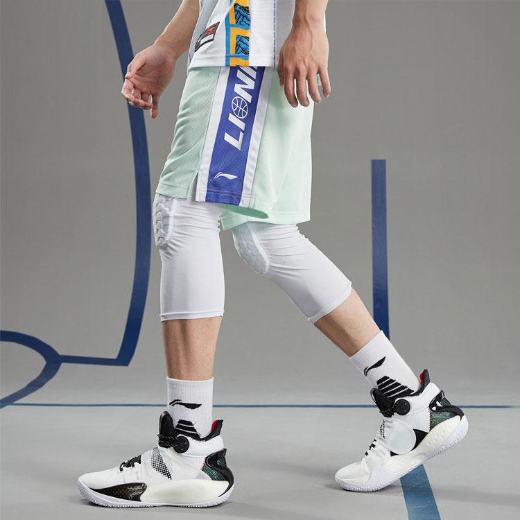 Li Ning Sports Basketball Series Loose Knit Sports Shorts Men shorts Green AAPR351-5