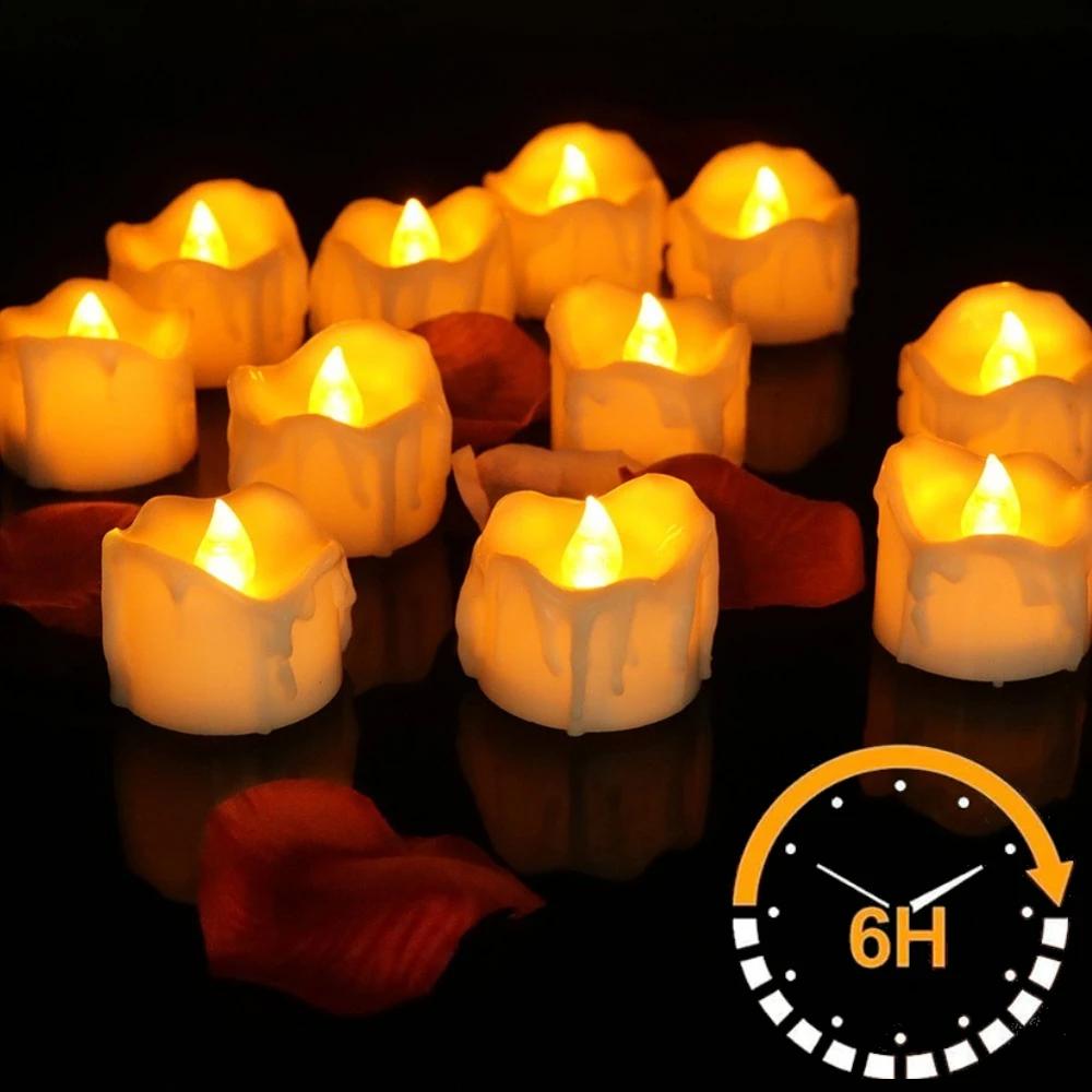 24pcs Flameless Led Tea Lights with Timer 6 Hours On and 18 Hours Off In 24 Hours Cycle Automatically Flickering Candles Light