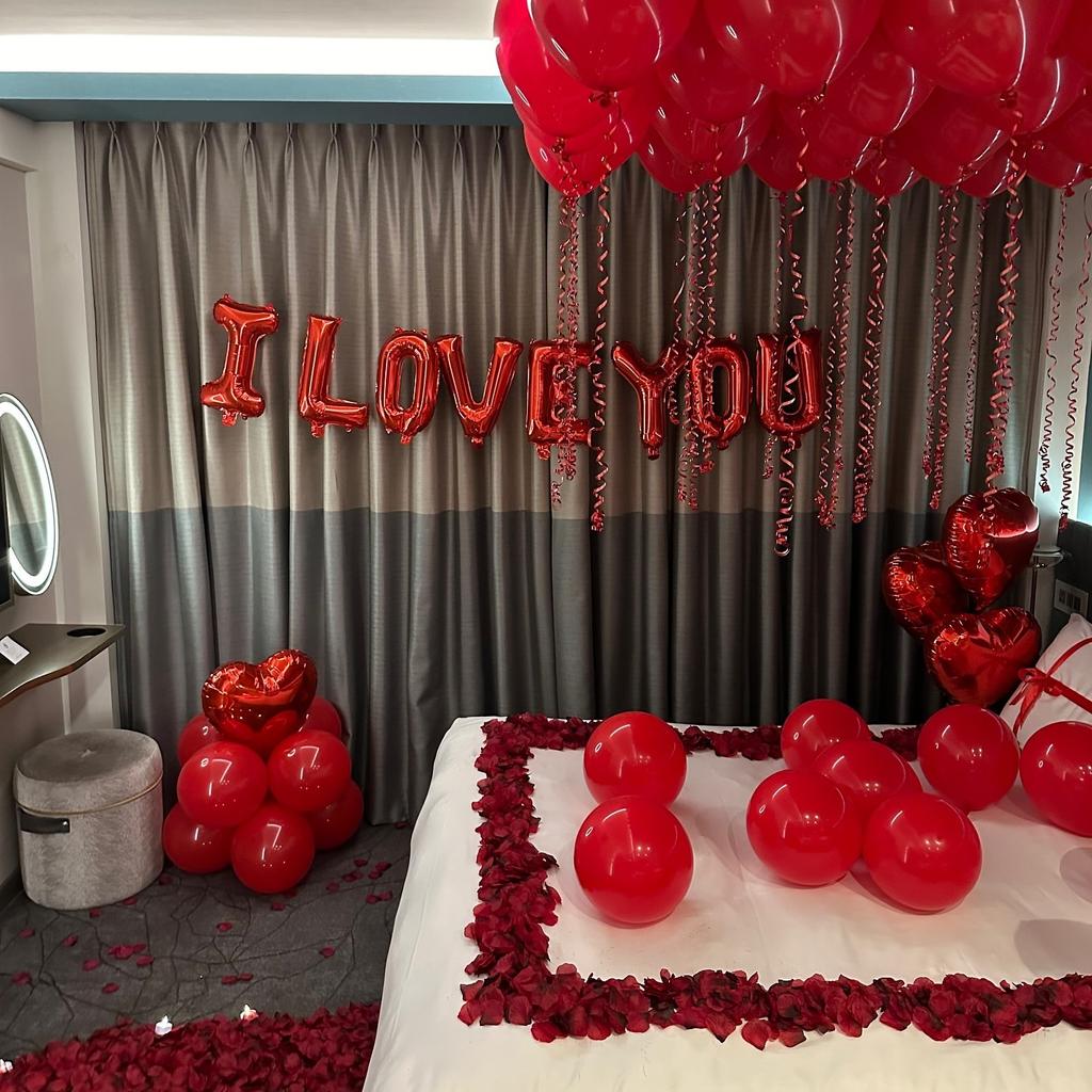 Conjunto de Balões Vermelhos Eu Te Amo Balão de Folha de Alumínio em Formato de Coração Adequado para Aniversário, Temporada de Casamento, Aniversário, Dia das Mães